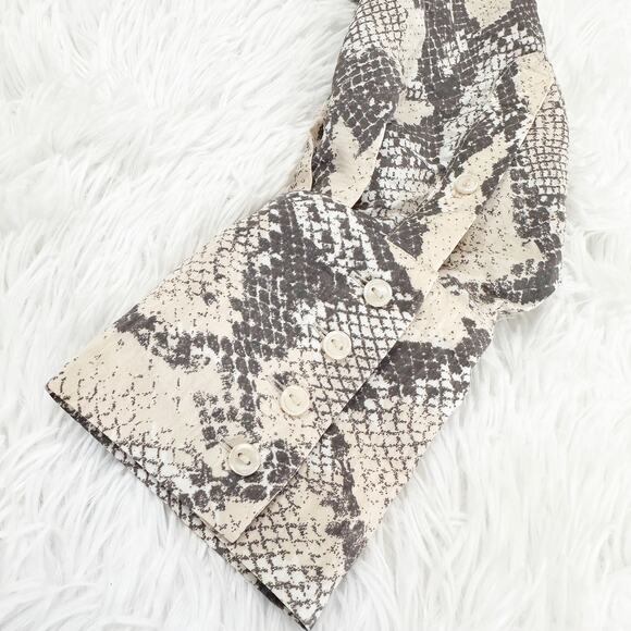 H&M Snakeskin Print Shirt Dress Tunic Top XS Long Sleeve Tie Waist - Picture 9 of 9